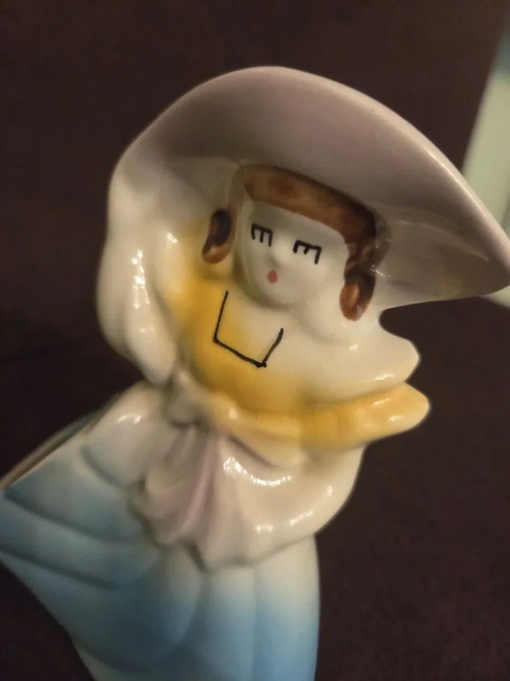 Vintage Shawnee Southern Belle Planter Figurine Blue Dress